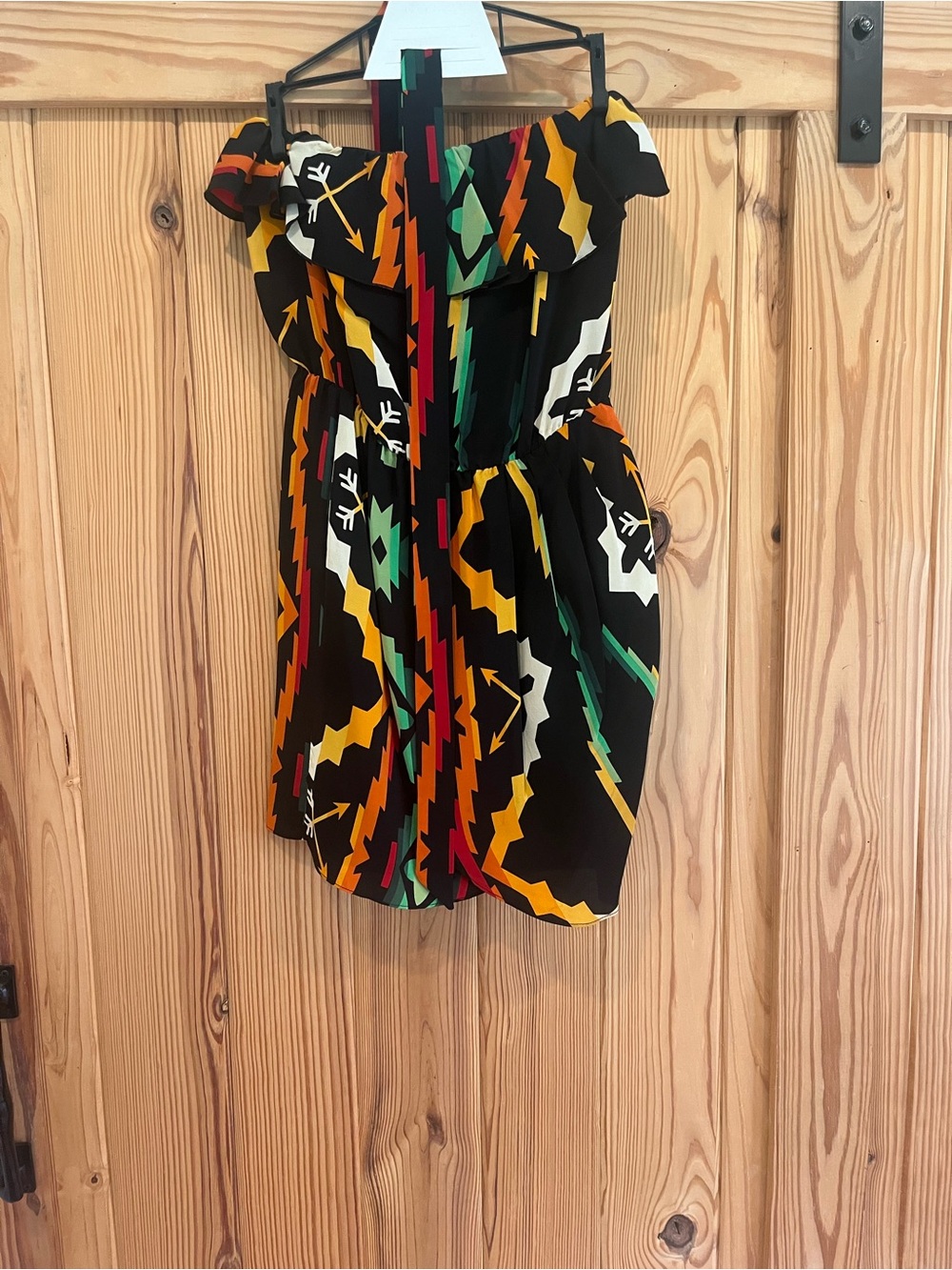 Black Aztec Print strapless Dress